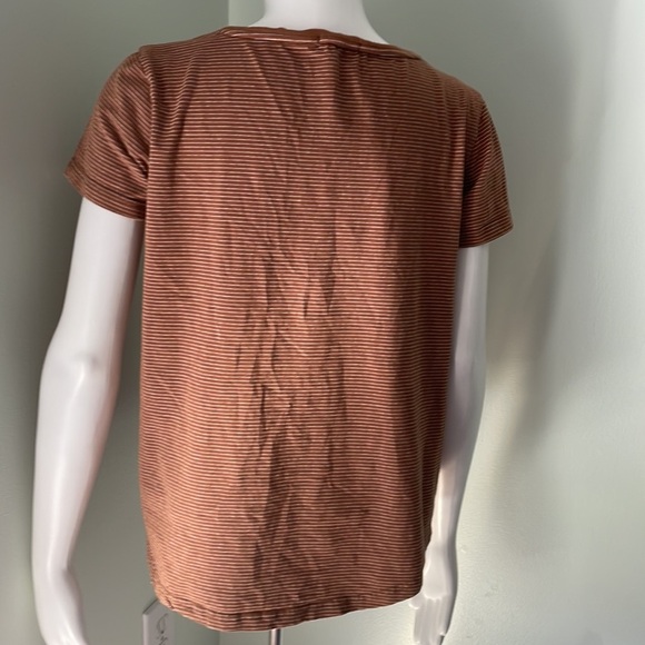 MOD REF High/Low Short sleeve brown stripe tee small - Picture 4 of 8